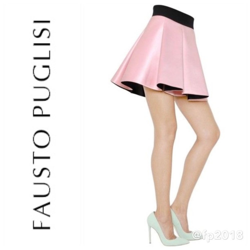 FAUSTO PUGLISI A-Line Pink Silk Satin Skirt *NWT*